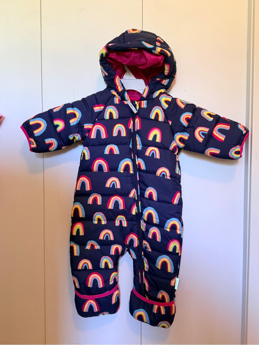 Hatley Navy Rainbow-Print Puffer One-Piece Bodysuit NWOT